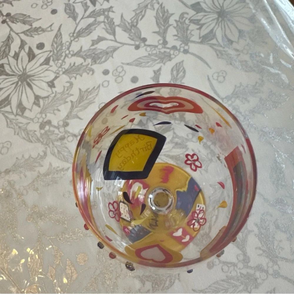 Lolita Hand painted Happy Birthday Girl wine glass, new excellent condition